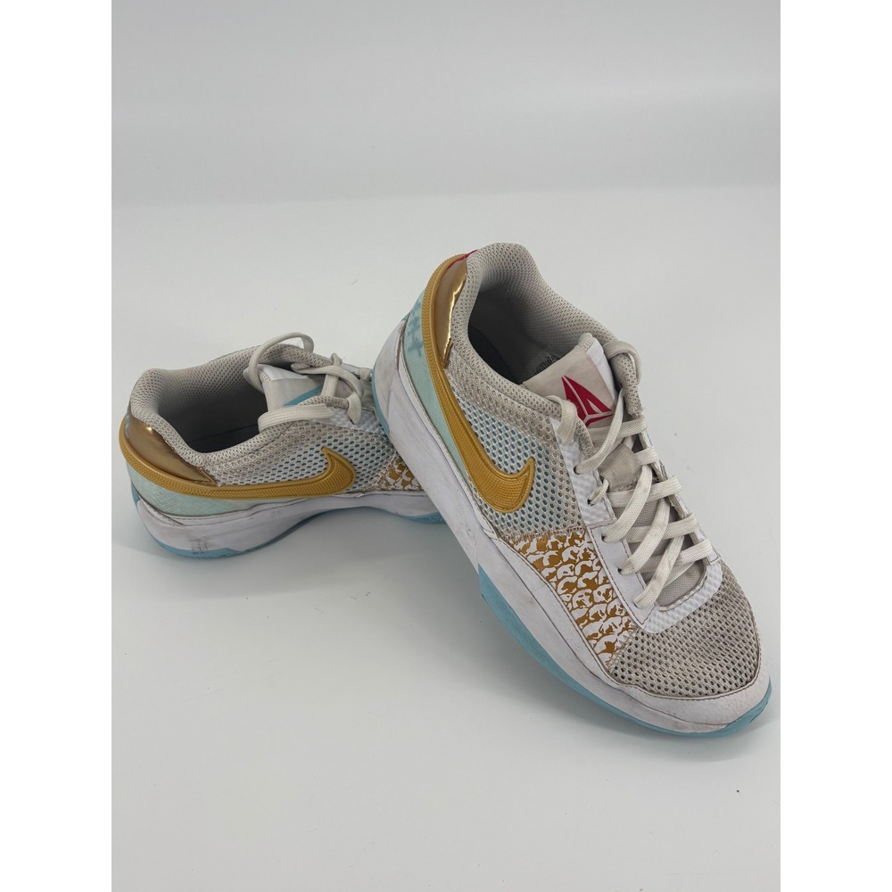 Nike Ja Morant Year of the Dragon Basketball Shoes White Gold Sneakers Size 6.5Y